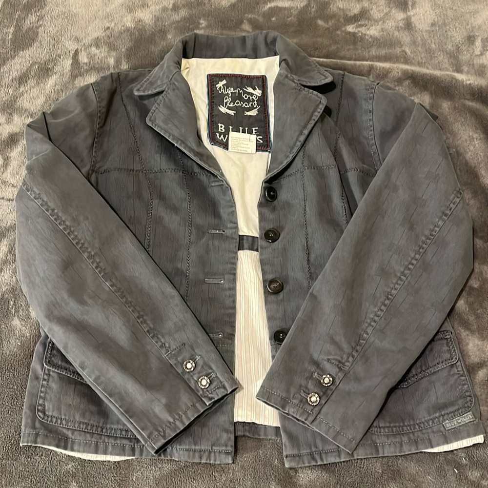 Woman’s Large Blueish Grey Willis Blueish Grey Corduroy Jacket Size large